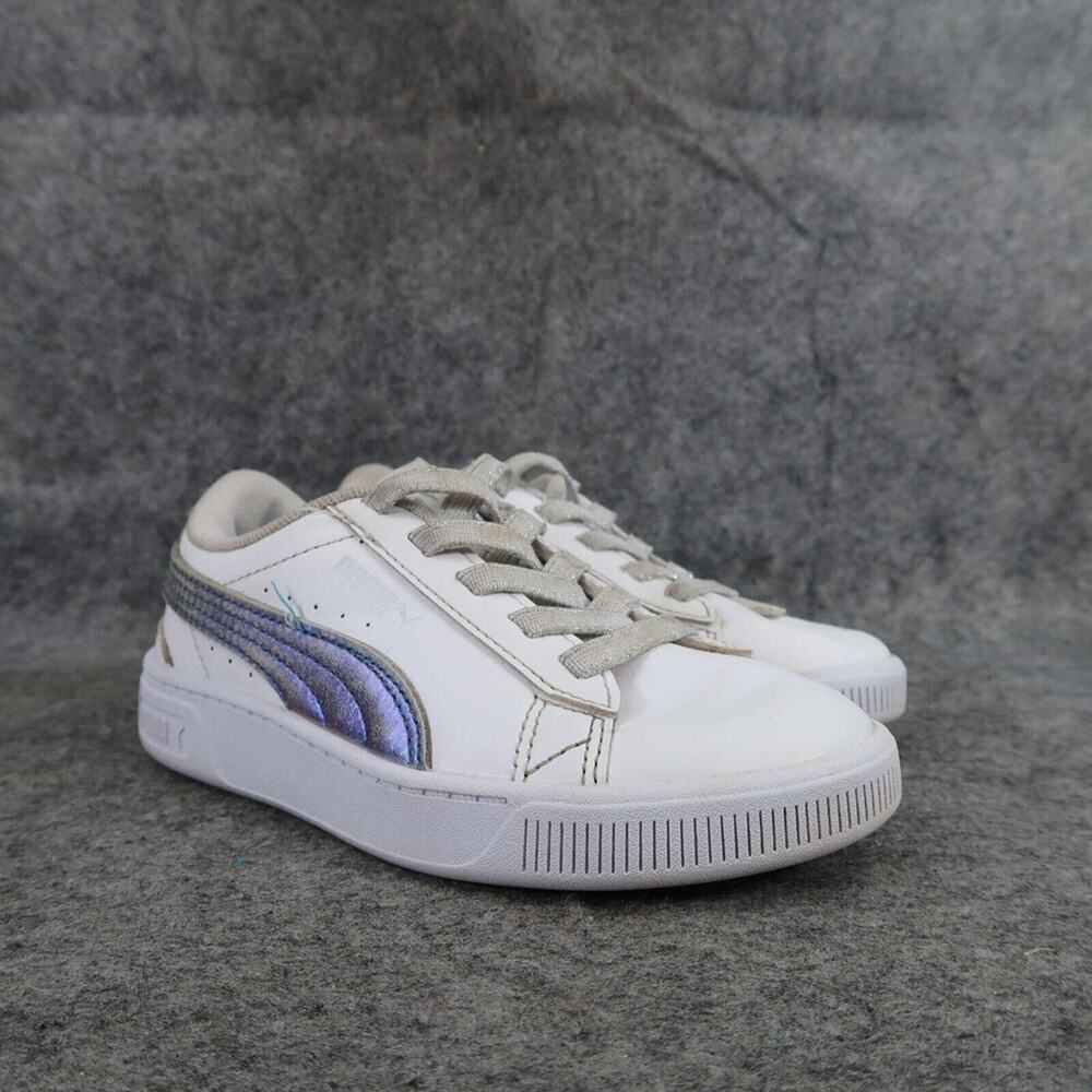 Puma Shoes Kids 11 Sneakers Vikky Trainer Active Lifestyle Leather White Slip On